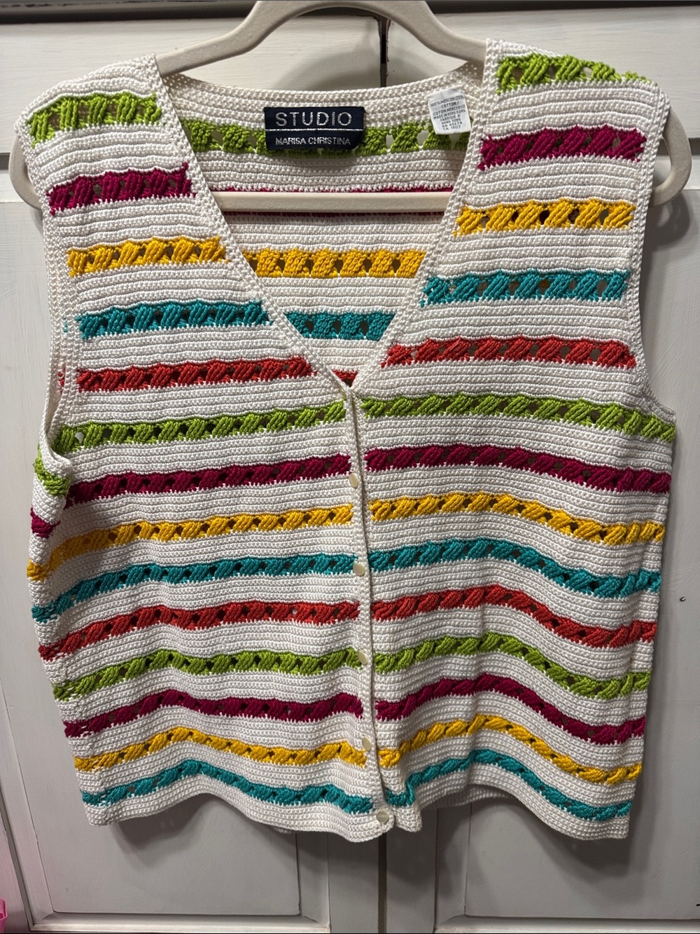 Vintage Marisa Christina Crocheted Button-Down Vest